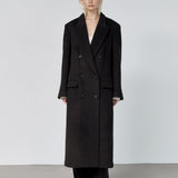 Noman double breasted cashmere coat dark brown - fasfas