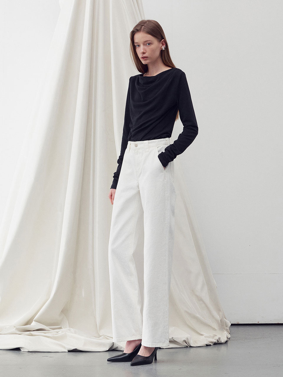 Denim cargo pants white - fasfas