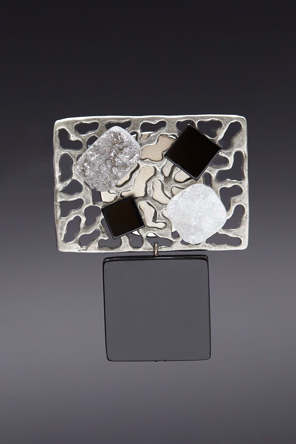 Druzy agate modernity brooch grey - fasfas