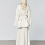 Zaha stand collar belted coat ivory - fasfas