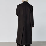 Noman double breasted cashmere coat dark brown - fasfas