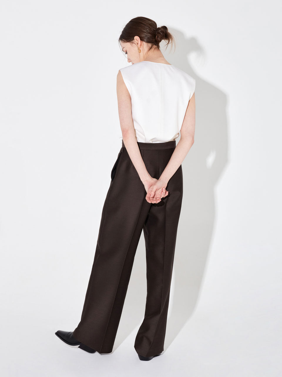 Vanessa straight pants dark brown - fasfas