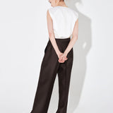 Vanessa straight pants dark brown - fasfas