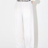 Lea pants with leather belt ivory - fasfas