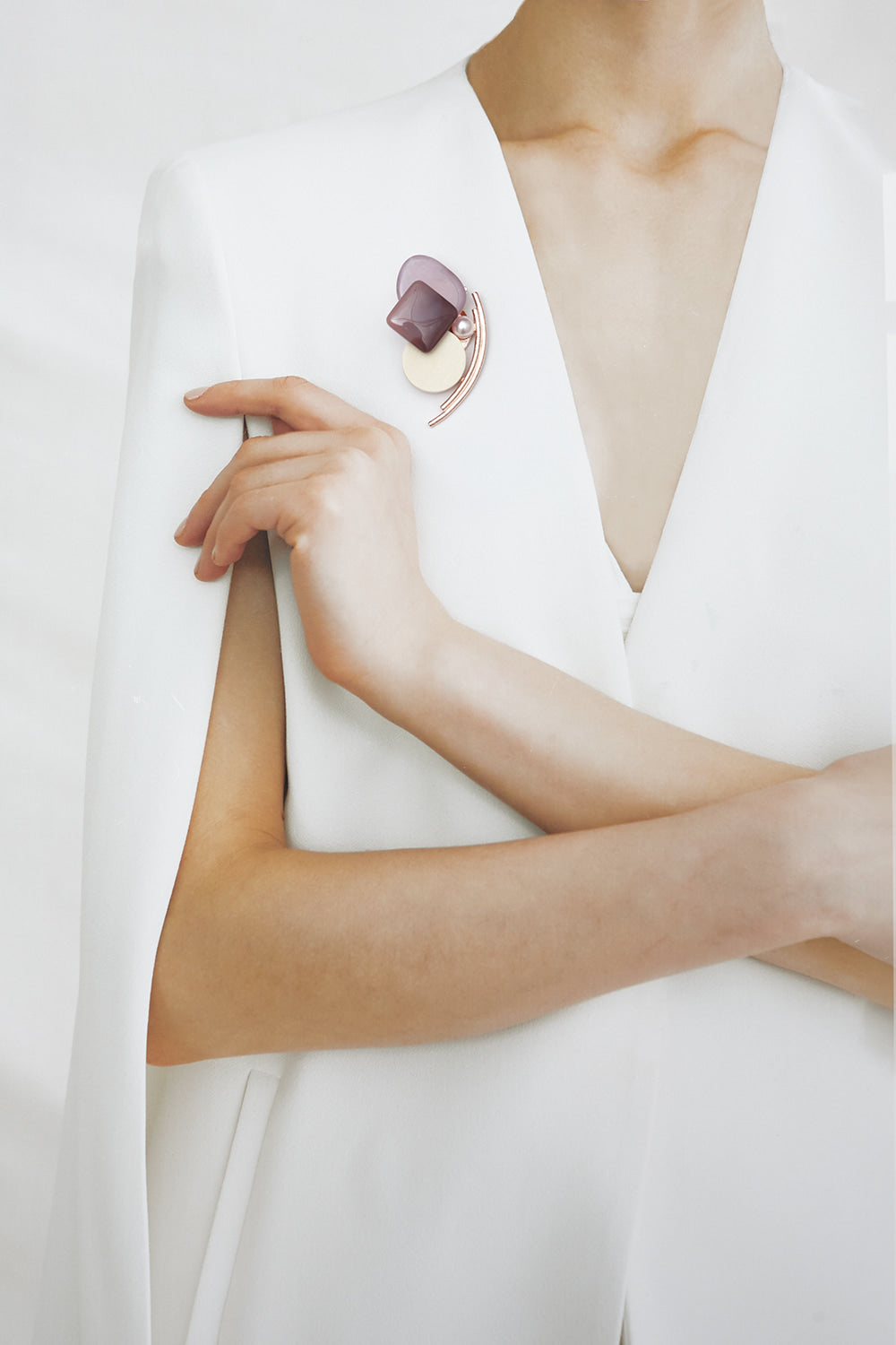 Mignon brooch+earrings set ivory - fasfas
