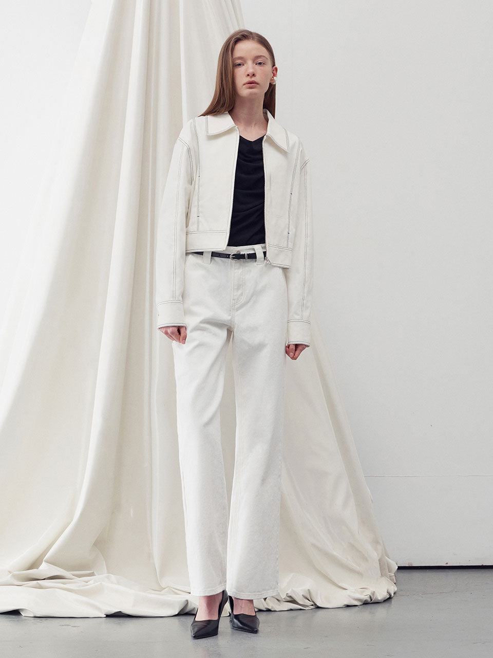 Denim cargo pants white - fasfas