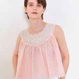 Swan embroidered a line blouse pink
