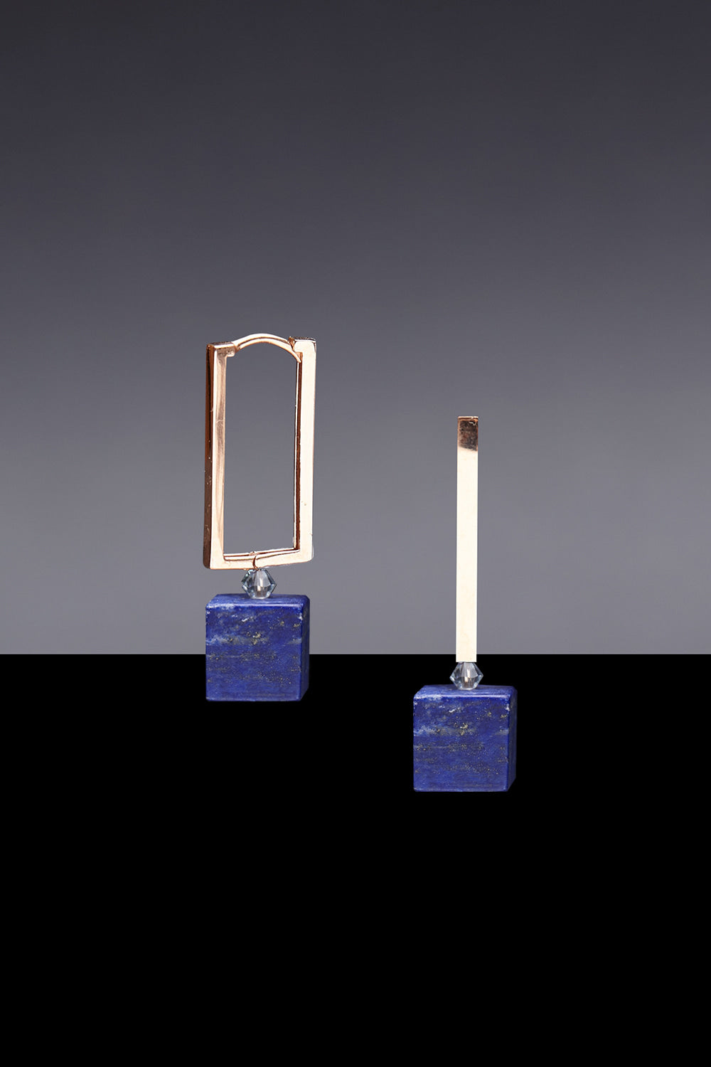 Lapis lazuli sqaure hoop earrings - fasfas