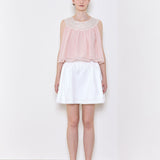 Swan embroidered a line blouse pink