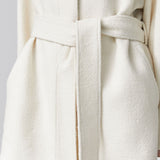 Zaha stand collar belted coat ivory - fasfas