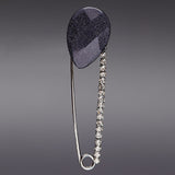 Blue sandstone safety pin brooc - fasfas