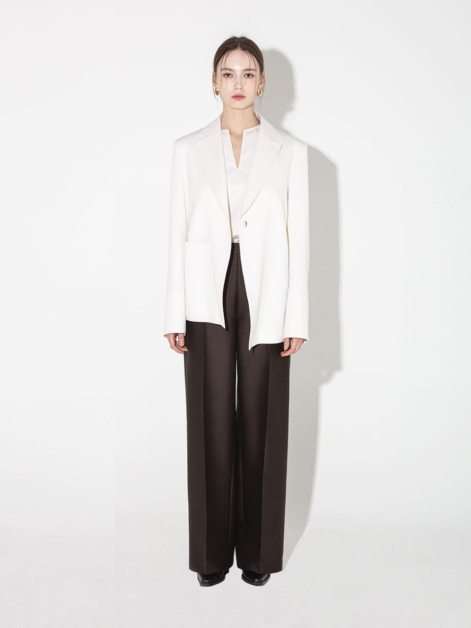 Vanessa straight pants dark brown - fasfas