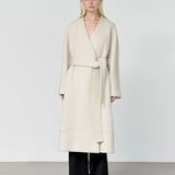Nouvel collarless wool coat ivory sand - fasfas