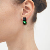 10mm green tiger eyes onyx earrings(clip-on-option) - fasfas