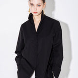 Pattie open collar shirt black - fasfas