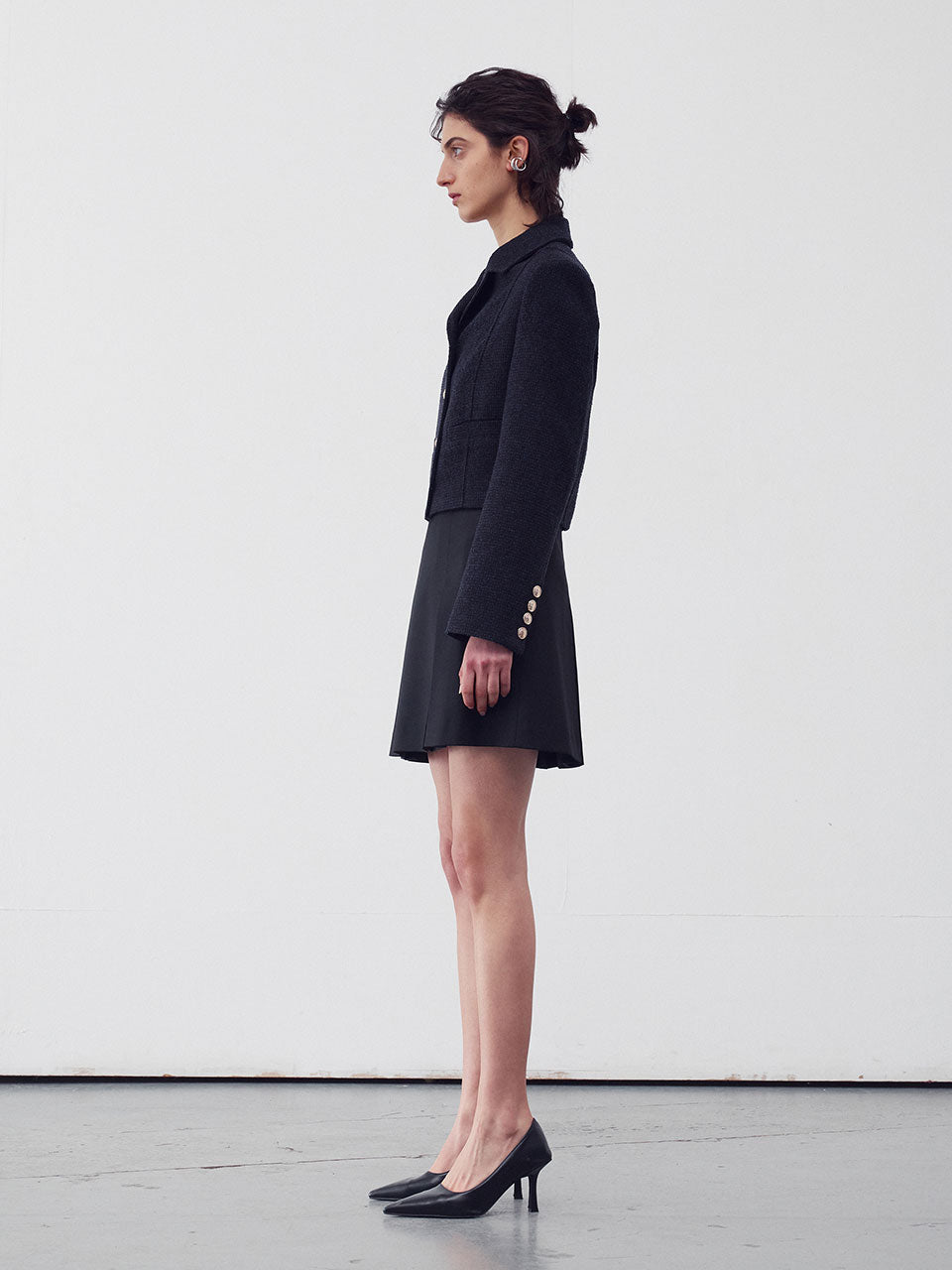 Wool-blend tweed jacket Midnight navy - fasfas