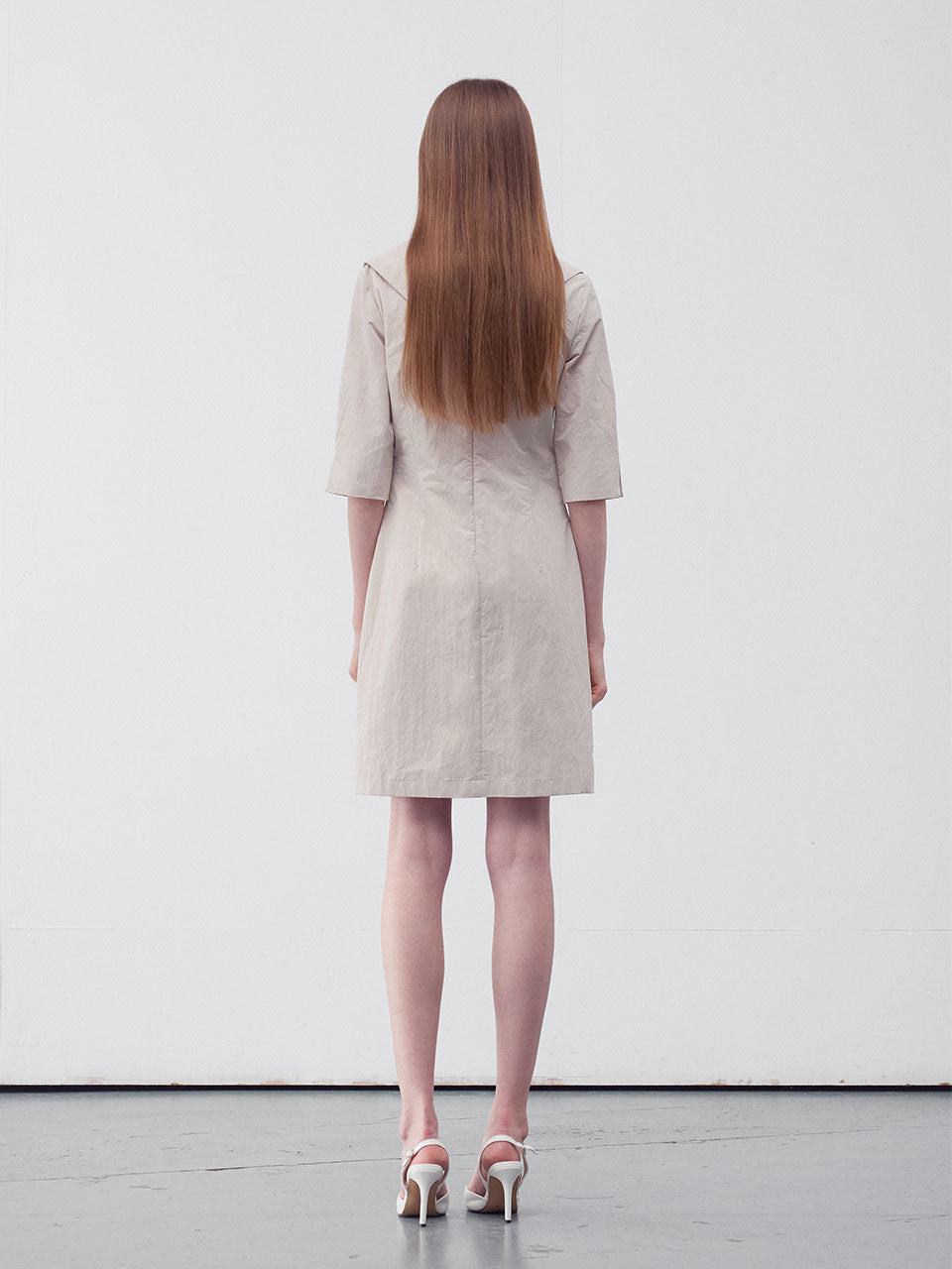 Draped wrap shirt dress baige - fasfas