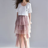 U-neck layered crop t-shirt white