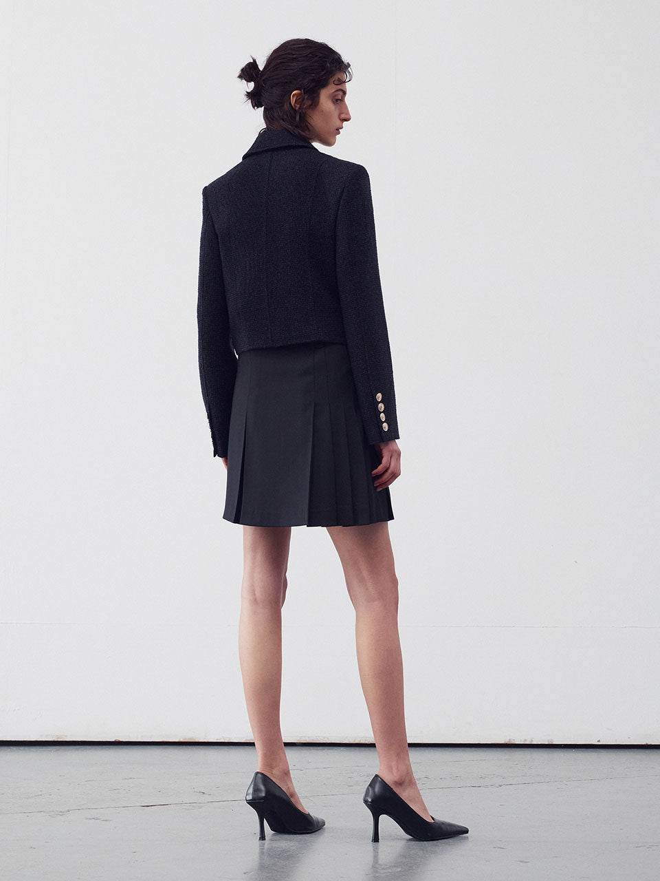 Wool-blend tweed jacket Midnight navy - fasfas
