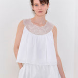 Swan embroidered a line blouse white