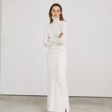 Super fine long skirt ivory – italy merino wool 100%