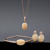 Oval beige druzy agate earrings(clip-on-option) - fasfas