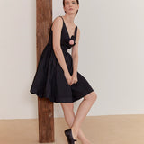 Audrey v neckline midi dress