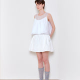 Swan embroidered a line blouse white