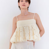 Balloon cropped blouse top