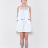 Swan embroidered a line blouse white