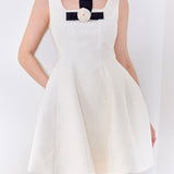 Rose jacquard flared dress