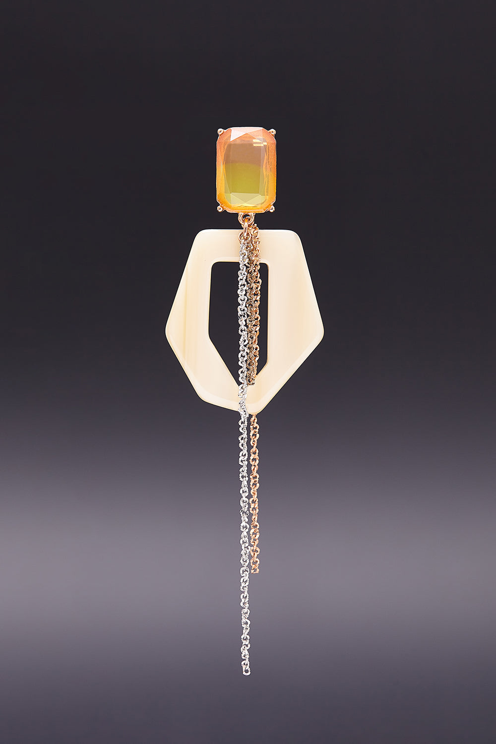 Geometric funky dramatique earrings beige(clip-on earrings) - fasfas