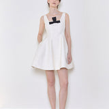 Rose jacquard flared dress