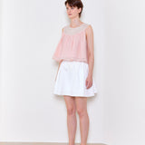 Swan embroidered a line blouse pink
