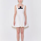 Rose jacquard flared dress