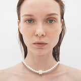 6mm texture white pearl necklace - fasfas