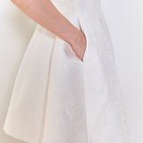 Rose jacquard flared dress