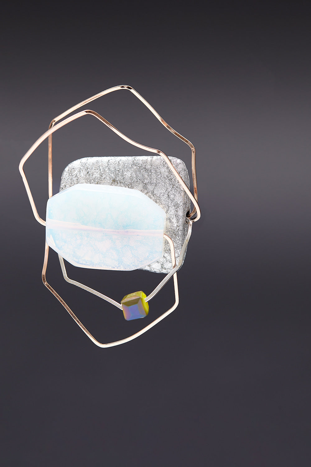Glass opalite geometric brooch - fasfas
