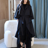Halterneck asymmetric balloon long dress