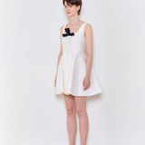Rose jacquard flared dress