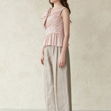 Asymmetric sleeveless blouse light pink