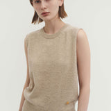 Cashmere 100% Evi sleeveless knit top oatmeal beige