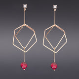 Cherry tiger eyes hexagon earrings(clip-on earrings) - fasfas
