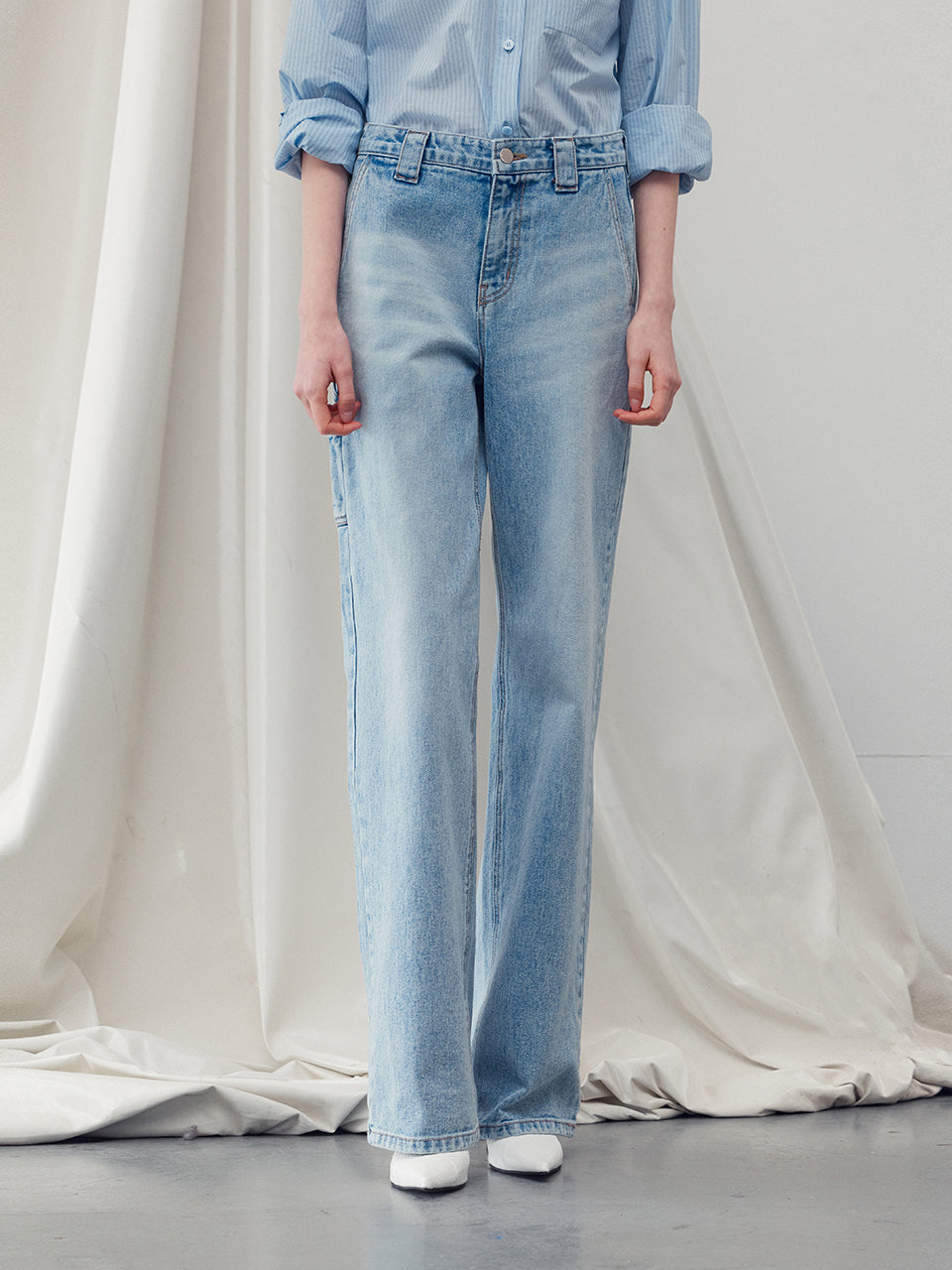 Denim cargo pants sky blue - fasfas