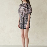 print color silk organza mini skirt