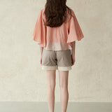 Cape sleeve pintucked blouse