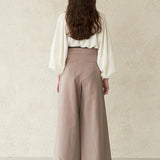 Asymmetric open-necked tie blouse