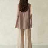 Asymmetric sleeveless blouse top