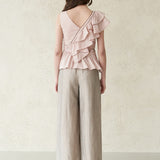 Asymmetric sleeveless blouse light pink