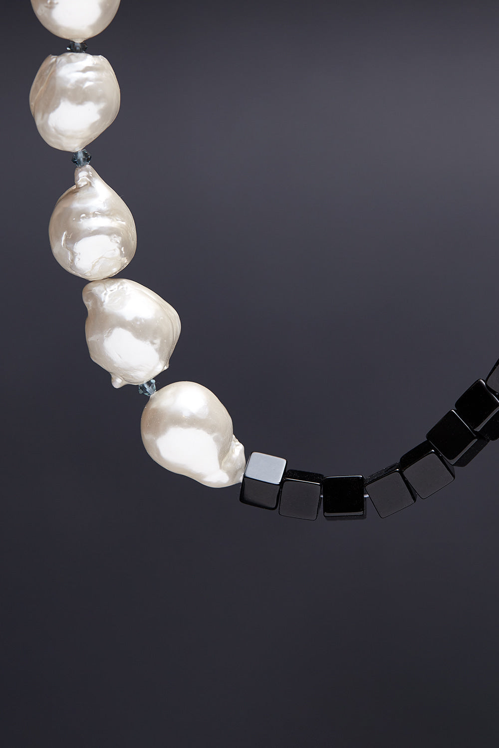 Simulated baroque pearl mix necklace - fasfas